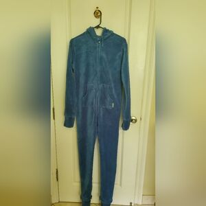 Small blue pajamagram hoodie & footie pjs.